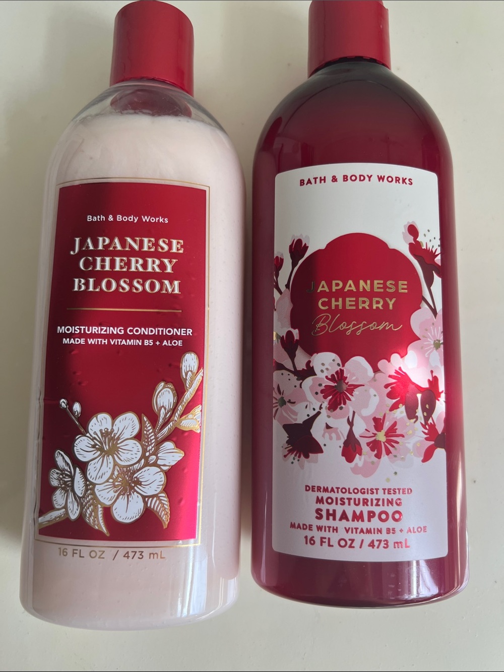 Bath & Body Works Japanese Cherry Blossom Pink & Red Shampoo & Conditioner Set